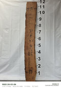 Red oak live edge slab RDO-26-02-06, 11 ft 7 in long, 18 to 19 in wide, 2 in thick, 35.7 board feet