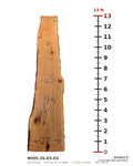 White oak live edge slab WHO-26-03-03, 13 ft long, 23 1/2 to 27 in wide, 2 1/8 in thick, 58.1 board feet