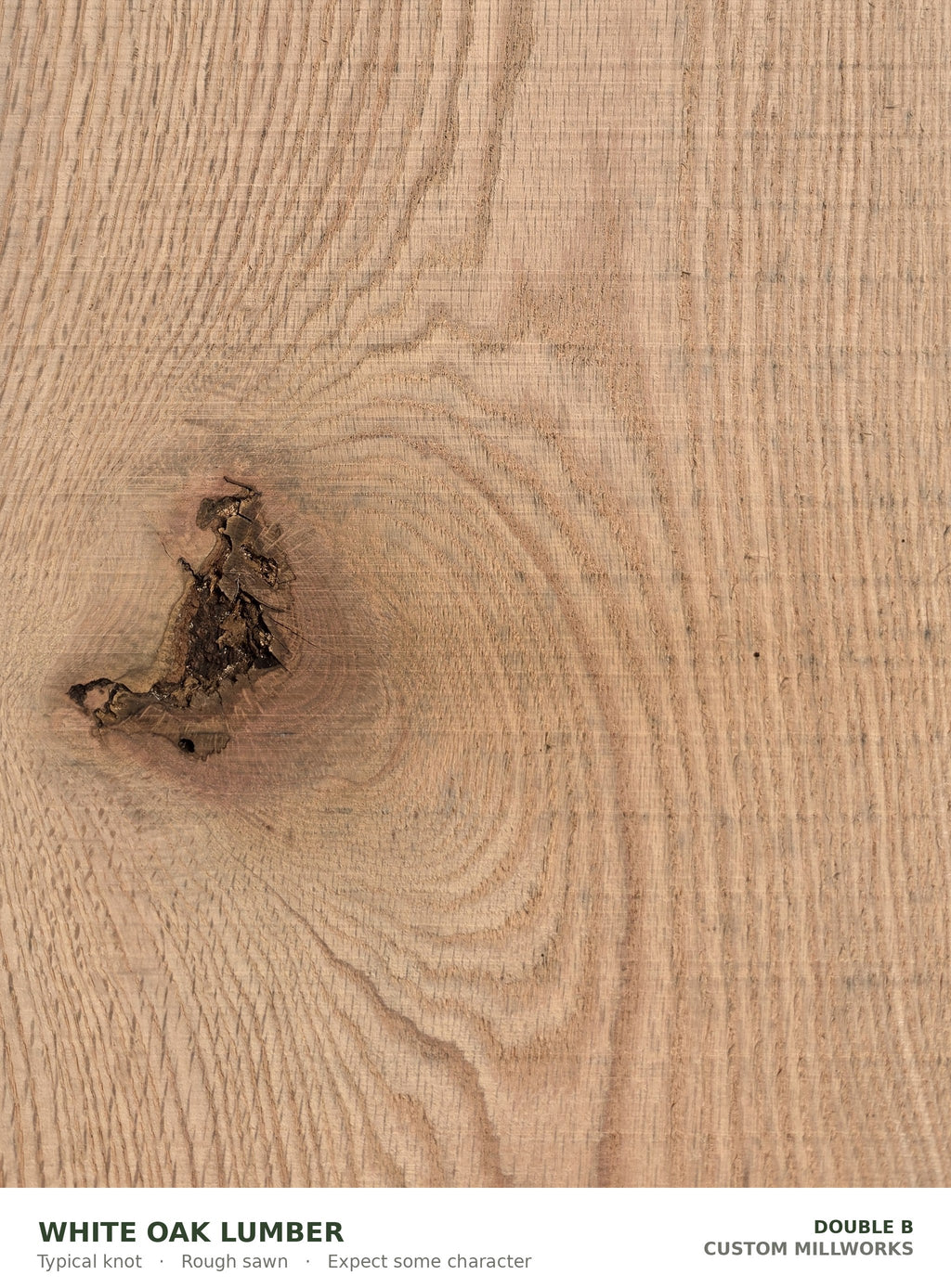 Typical knot in rough sawn white oak lumber